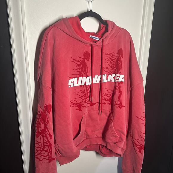 Sunwalker Men's Sun Red Hoodie Sweatshirt Size XXL - Picture 2 of 10